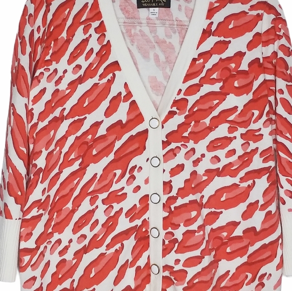 Bob Mackie Fantasy Leopard Print Cardigan Sweater - Picture 3 of 6